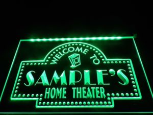 Personalized HOME THEATER Custom LED Indoor Light Sign Decor Cafe Bar Beer Movie 