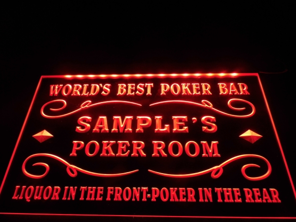 2' LED  lighted liquor bottle display PERSONALIZED POKER IN FRONT LIQUOR IN REAR 
