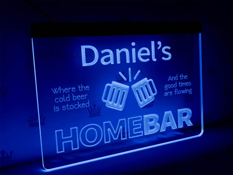 personalized home bar light sign-blue
