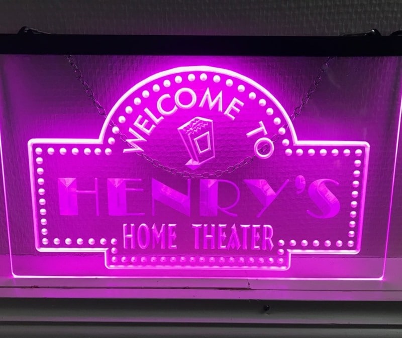 LED LIGHTED 17”  THEATRE SIGN HOME CINEMA SIGN RETRO DESIGN BATTERY POWER AAh 