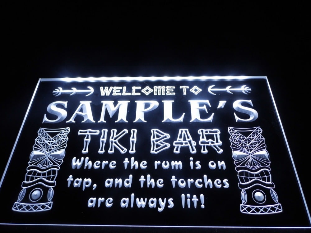 170019 Tiki Bar Club Mini Bar Hawaii Fantastic Mask Display LED Light Sign 
