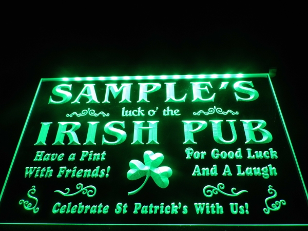 Personalized Irish Pub lighted sign bar signs with lights