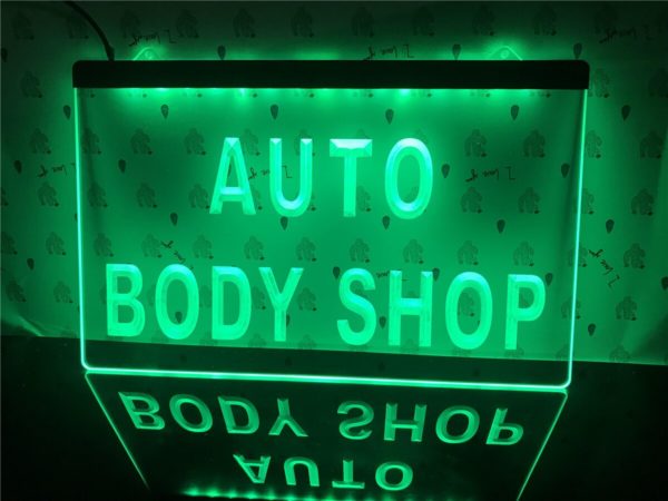 Auto Body Shop LED sign garage lighted window display 1