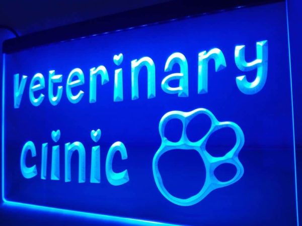 Veterinary LED lighted sign Pet clinic open door display