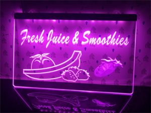 Smoothies LED window sign Fresh Juice lighted business display
