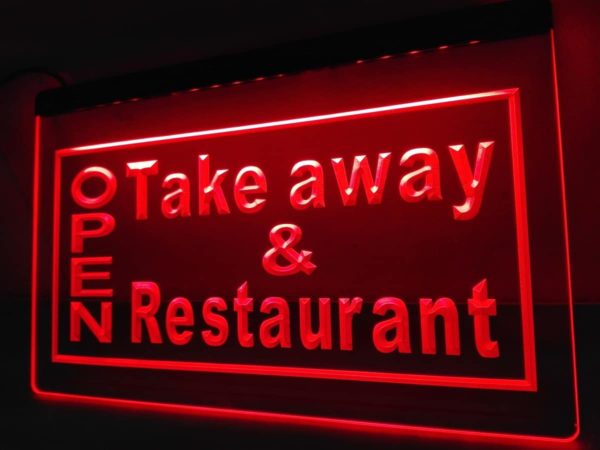 Take Away LED sign Restaurant lighted window door display