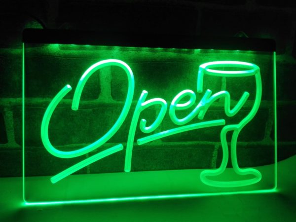 Open wine LED sign Cocktails Bar pub lights entry display 4