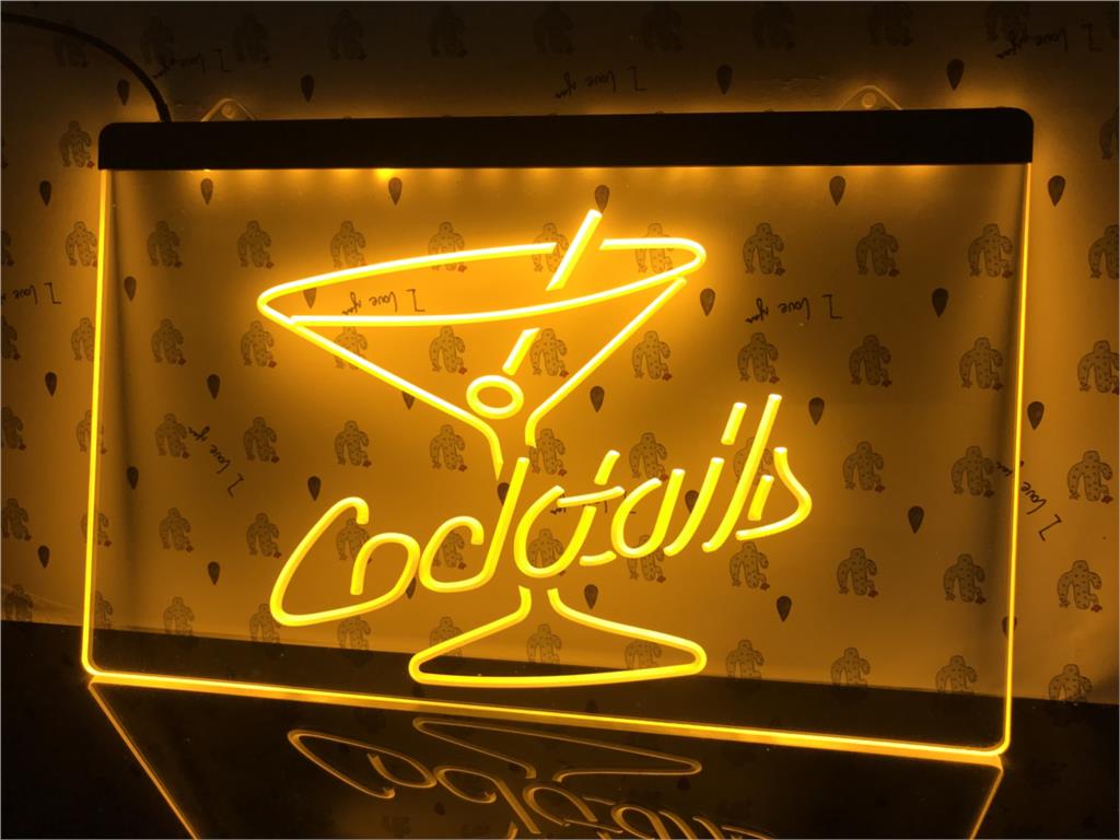 Cocktails Bar lighted sign bar pub LED door display