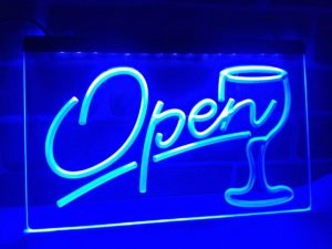 Open wine LED sign Cocktails Bar pub lights entry display 3