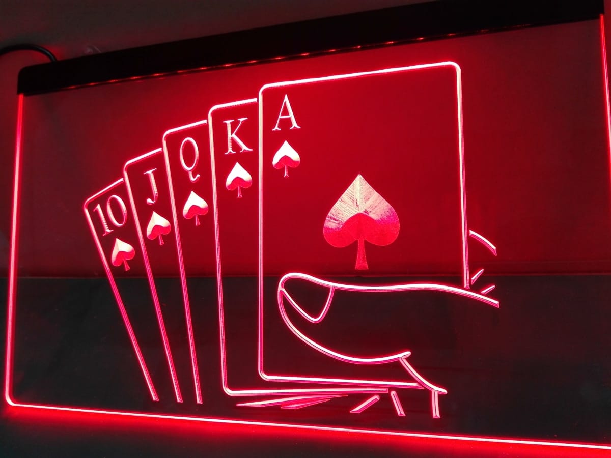 Poker man cave lighted sign Royal Flush LED decor - Light Signs Cave