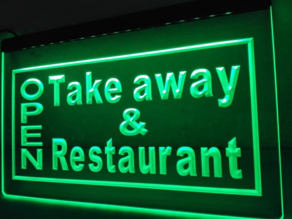 Take Away LED sign Restaurant lighted window door display 1