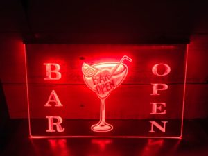 Bar open sign with lights