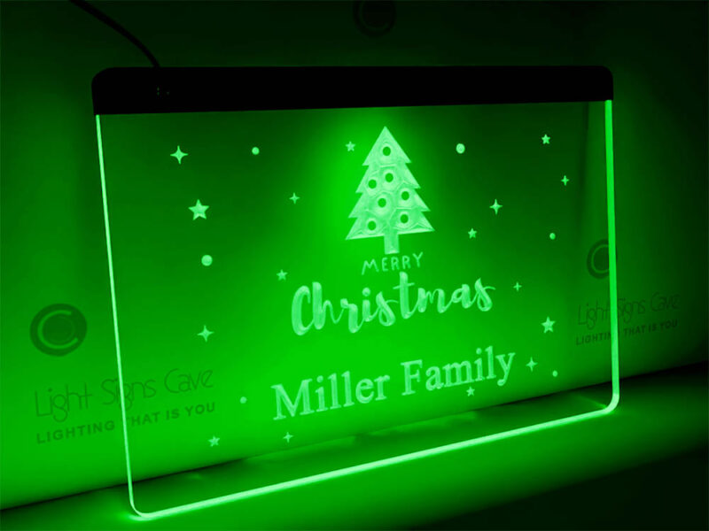 Alternative view of Family name merry christmas lit sign