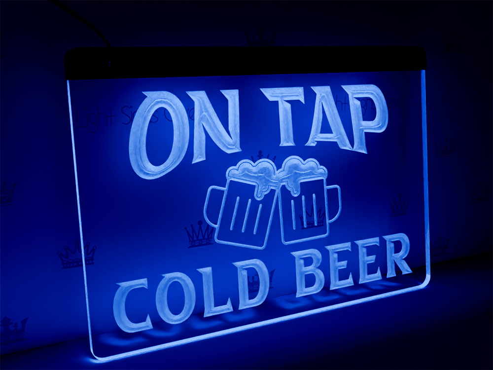cold beer on tab sign